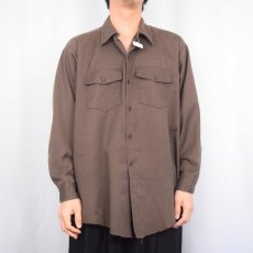 画像2: 90's Dickies USA製 コットン×ポリエステル ワークシャツ (2)