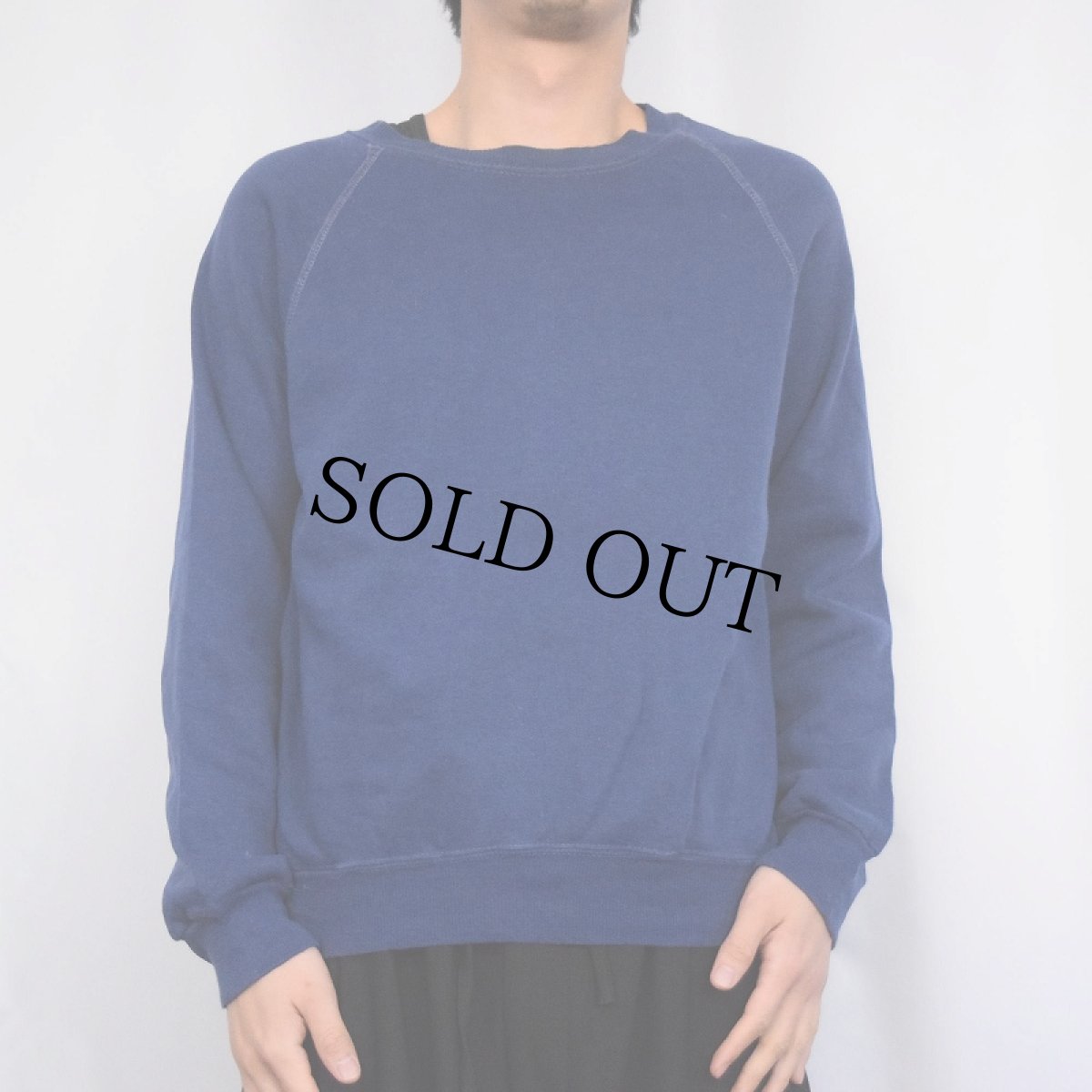 画像2: 70's Sportswear USA製 無地ラグランスウェット NAVY M (2)