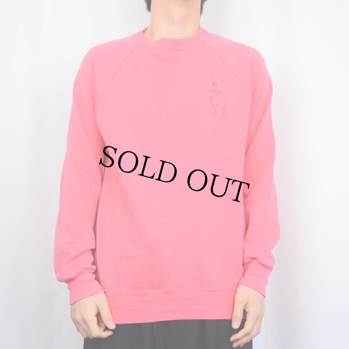 画像2: 〜80's ハンドサイン刺繍 ラグランスウェット M (2)