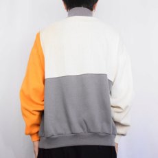 画像3: 90's NIKE 銀タグ 切り替えデザイン ハーフジップ スウェット L (3)