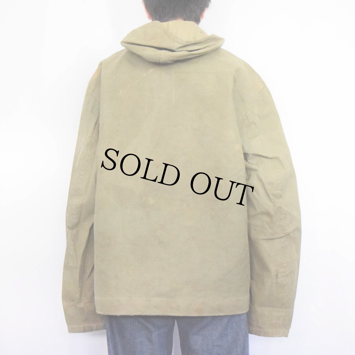 画像3: 40's U.S.NAVY デッキレインパーカー ステンシル入り EXTRA LARGE (3)