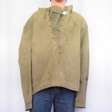 画像2: 40's U.S.NAVY デッキレインパーカー ステンシル入り LARGE (2)