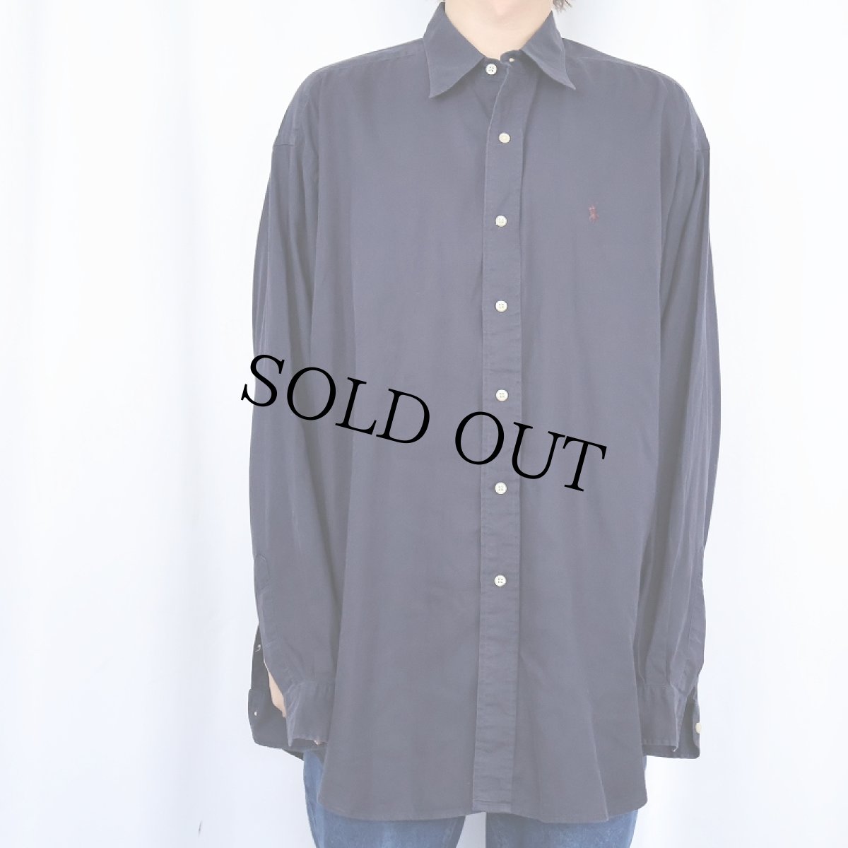 画像3: POLO Ralph Lauren "HARLOW" ヘリンボーン織り コットンボタンダウンシャツ NAVY XL (3)