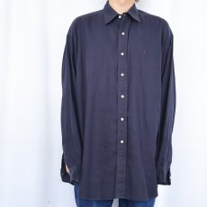画像3: POLO Ralph Lauren "HARLOW" ヘリンボーン織り コットンボタンダウンシャツ NAVY XL (3)