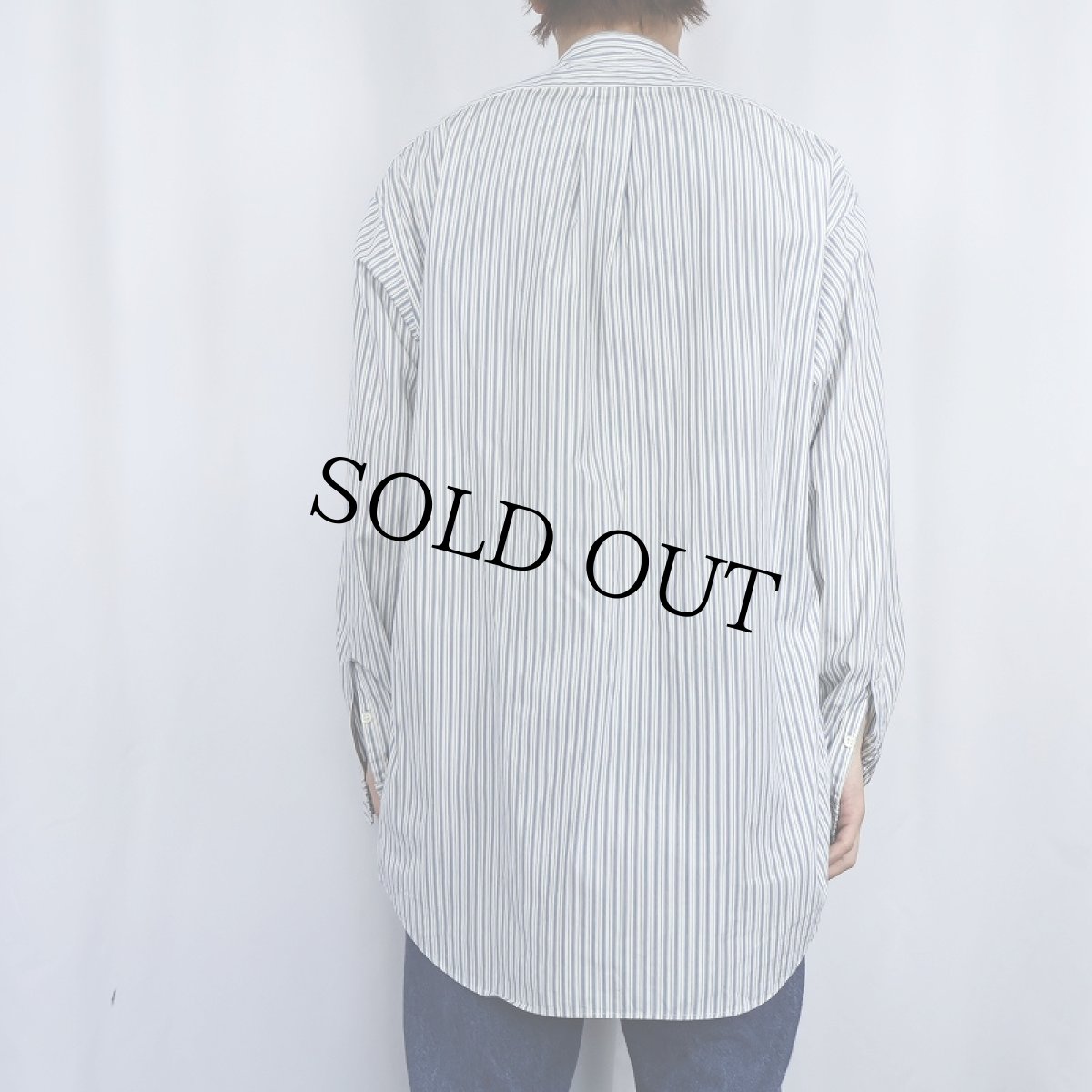 画像4: POLO Ralph Lauren "POSTBOY" ストライプ柄 バンドカラー コットンシャツ M (4)