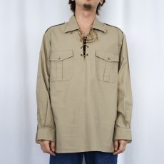 画像3: POLO Ralph Lauren "ISAAC" エポレット付き レースアップ コットンシャツ L (3)