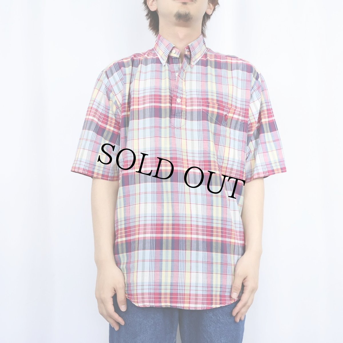 画像3: Ralph Lauren "PURCELL" マドラスチェック柄 3点留め コットンボタンダウンシャツ M (3)