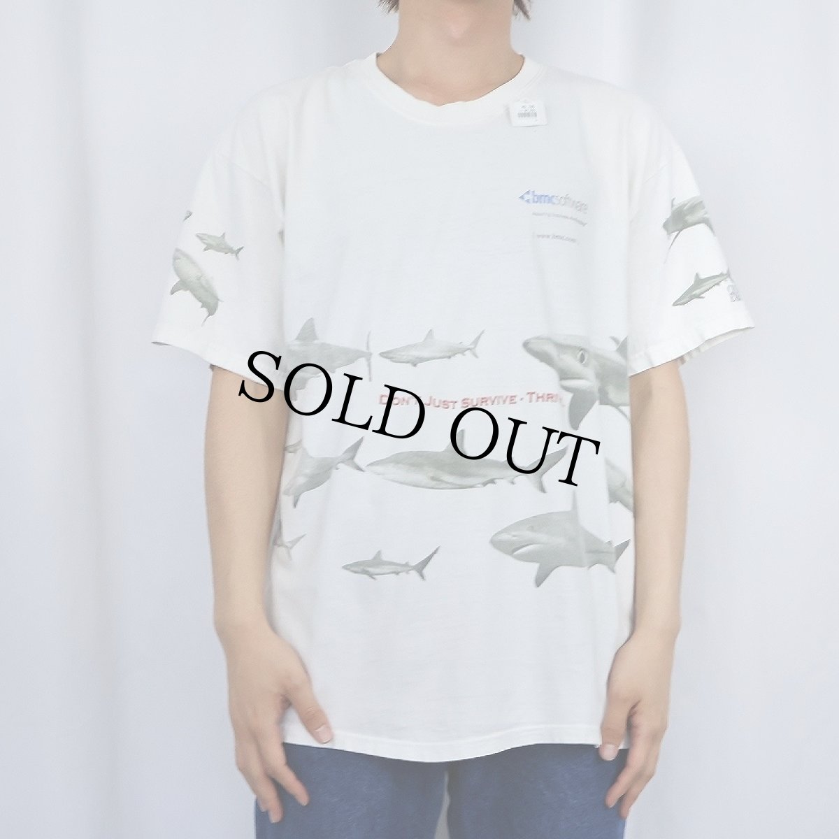 画像3: BMC Software ソフトウェア企業 サメ巻きプリントTシャツ L (3)