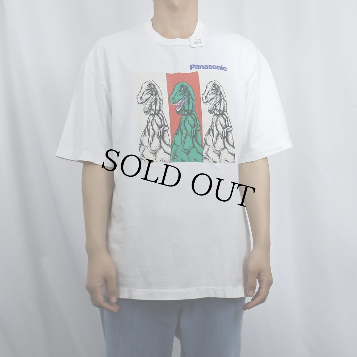 画像2: 90's Panasonic 電機メーカー 恐竜プリントTシャツ (2)