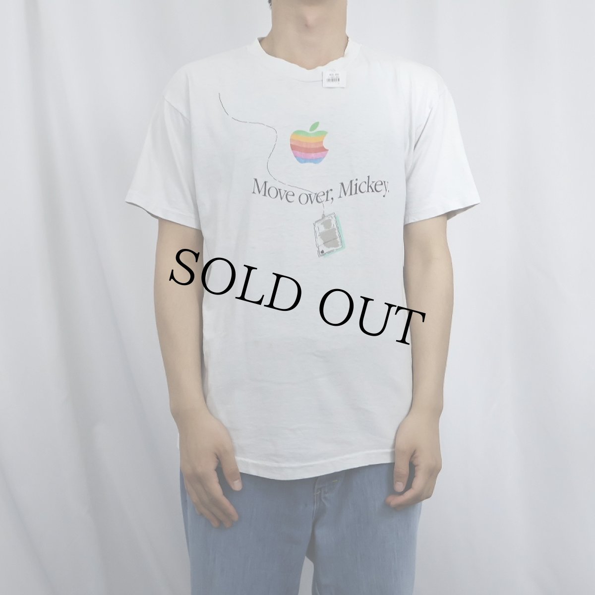 画像2: 80's Apple USA製 "Move over, Mickey." レインボーロゴプリントTシャツ L (2)
