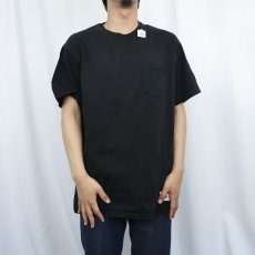 画像2: 90's RUSSELL ATHLETIC USA製 無地 ポケットTシャツ BLACK L (2)