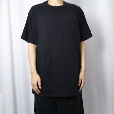 画像2: 90's POLO Ralph Lauren USA製 ロゴ刺繍 ポケットTシャツ BLACK L (2)