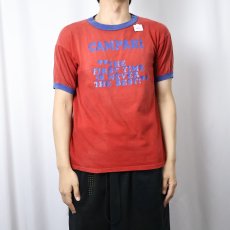 画像2: 80's CAMPARI "THE FIRST TIME..." リキュールプリントリンガーTシャツ M (2)
