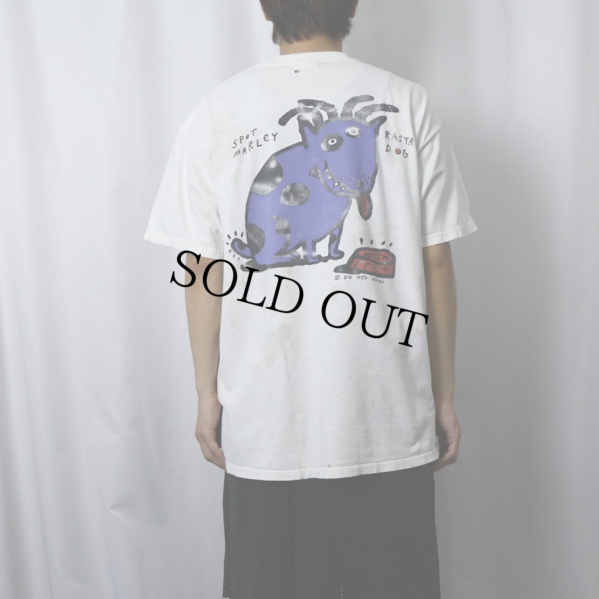 画像4: BIG HED USA製 "SPOT MARLEY RASTA DOG" アートプリントTシャツ XL (4)