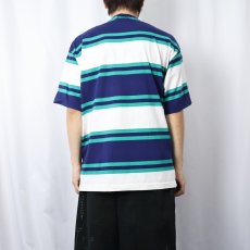 画像3: 90's Eddie Bauer マルチボーダー柄 ポケットTシャツ (3)