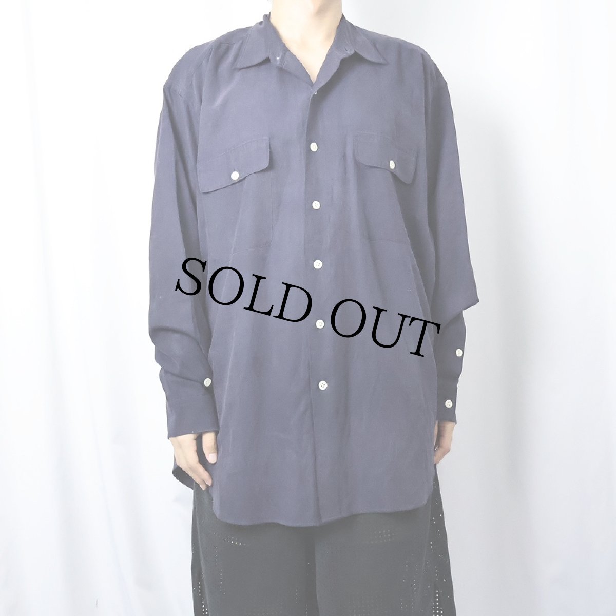 画像2: POLO Ralph Lauren "BENFORD" コットン×シルクシャツ NAVY XL (2)