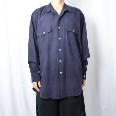 画像2: POLO Ralph Lauren "BENFORD" コットン×シルクシャツ NAVY XL (2)