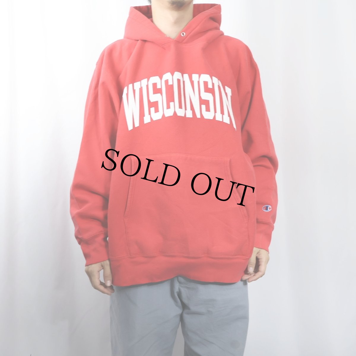 画像2: 2000's Champion REVERSE WEAVE "WISCONSIN" プリントスウェットフーディー XL (2)