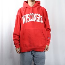 画像2: 2000's Champion REVERSE WEAVE "WISCONSIN" プリントスウェットフーディー XL (2)