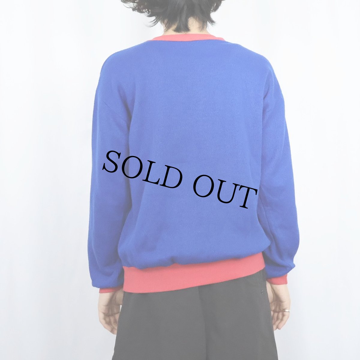 画像3: 〜80's USA製 2トーン コットン×ポリエステル リブニットロンT L (3)