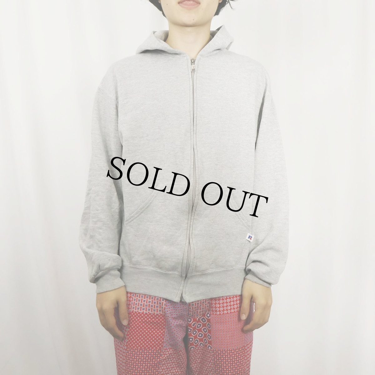 画像2: 90's RUSSELL ATHLETIC USA製 無地 スウェットジップパーカー M (2)