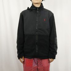 画像2: POLO Ralph Lauren "POLARTEC" 切り替えデザイン フリースジップジャケット BLACK M (2)