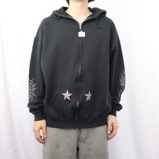 画像3: PAINLESS STEEL タトゥー&ボディピアスショップ プリントスウェットジップパーカー BLACK XL (3)