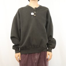 画像2: 90's RUSSELL ATHLETIC USA製 "HIGH COTTON" ヘンリーネックスウェット BLACK L (2)