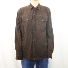 画像2: スエードレザーシャツ BROWN XL (2)