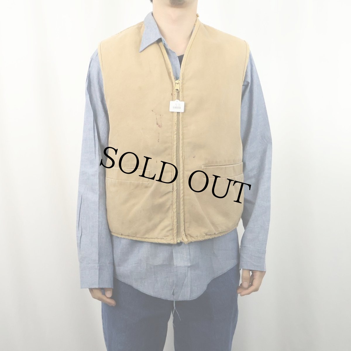 画像2: 70's Carhartt プリントタグ ボアライナーダックベスト L (2)