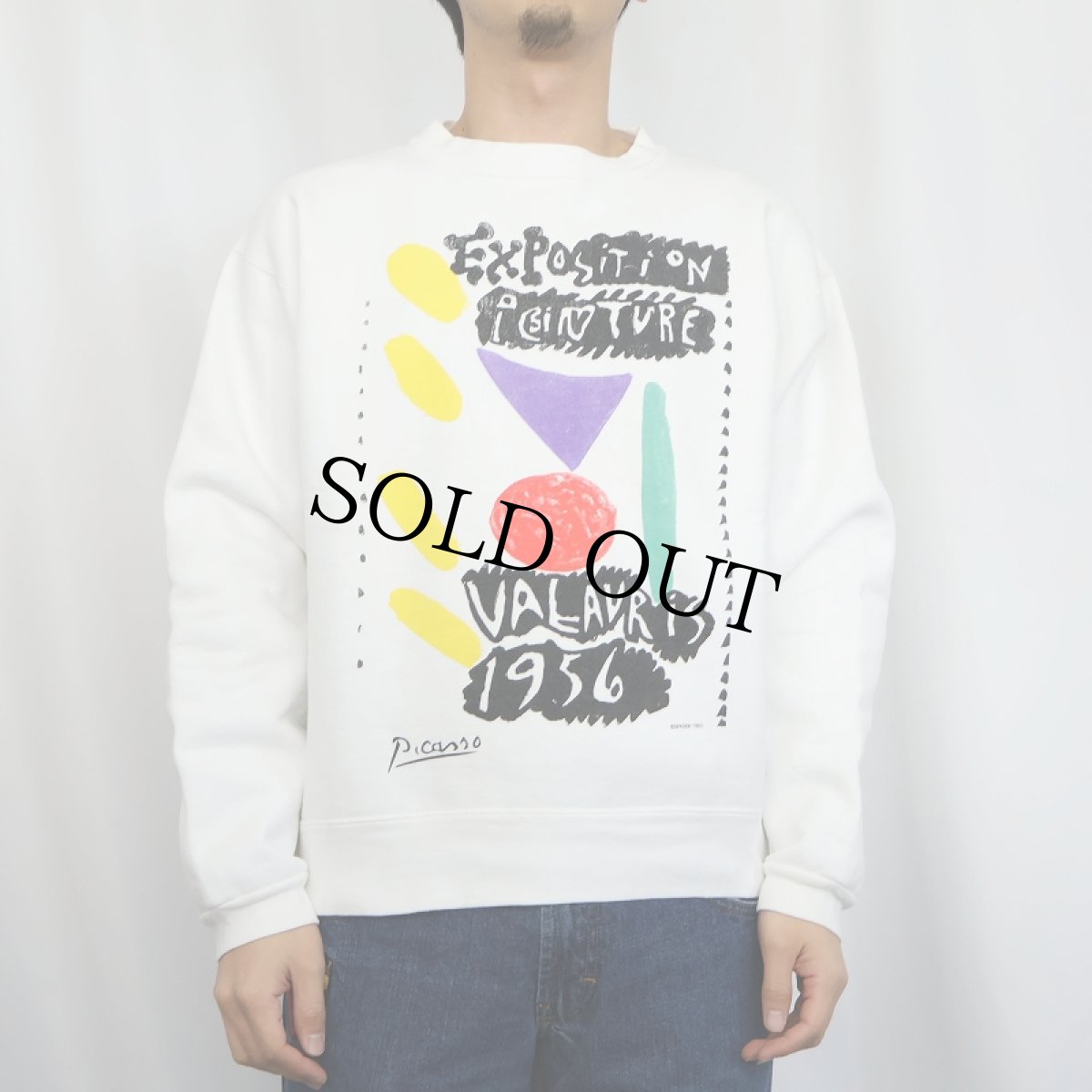 画像2: 90's Pablo Picasso USA製 アートプリントスウェット M (2)