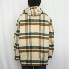 画像4: 70〜80's チェック柄×ボア ウールジップパーカー (4)