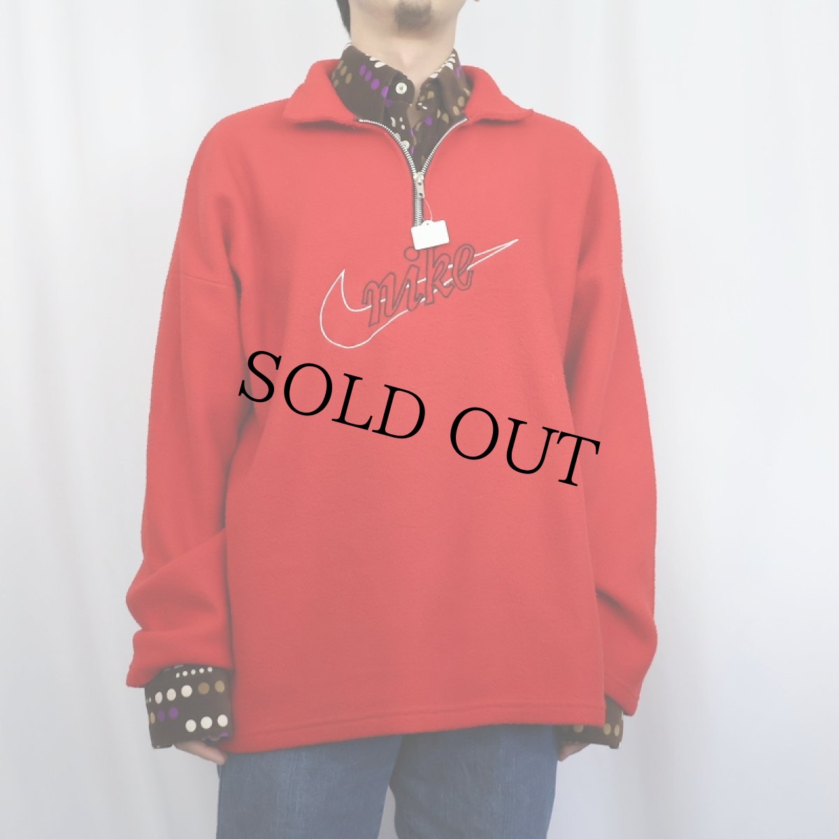 画像2: ブート NIKE ロゴ刺繍 ハーフジップ フリースジャケット (2)