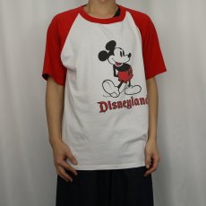 画像2: 80〜90's Disney MICKEY MOUSE USA製 白靴ミッキー キャラクタープリントラグランTシャツ XL (2)