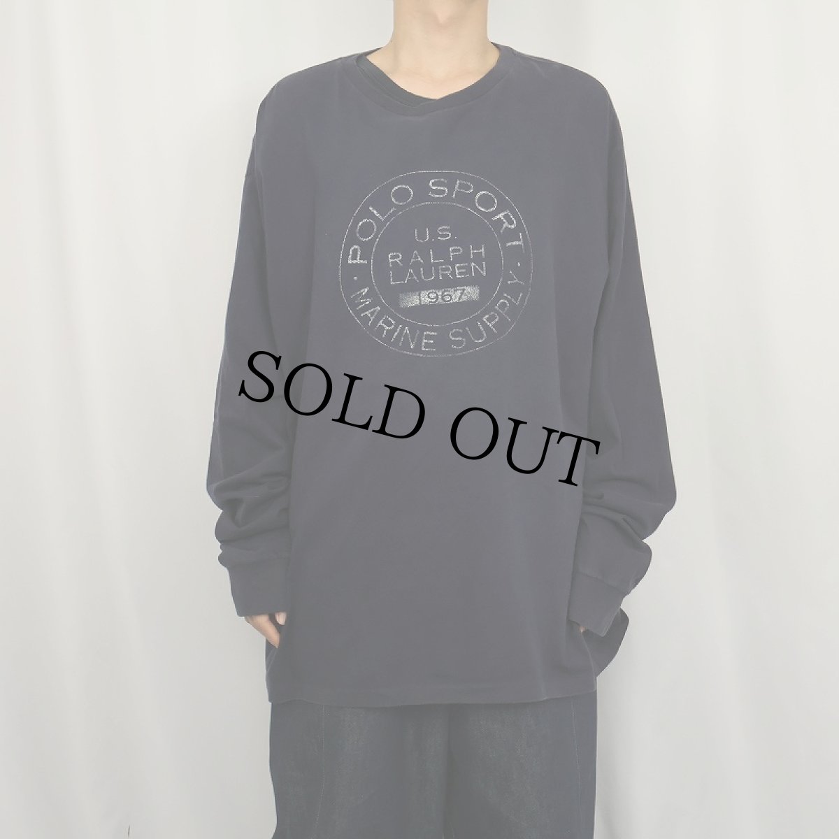 画像2: 90's POLO SPORT Ralph Lauren USA製 プリントロンT NAVY XXL (2)