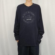 画像2: 90's POLO SPORT Ralph Lauren USA製 プリントロンT NAVY XXL (2)