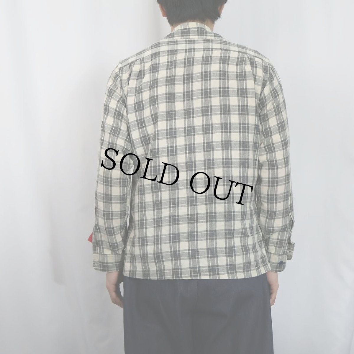 画像3: 50s Locoforea USA製 チェック柄 アクリル×ウール オープンカラーシャツ S (3)