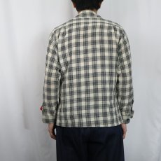 画像3: 50s Locoforea USA製 チェック柄 アクリル×ウール オープンカラーシャツ S (3)