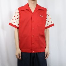 画像3: 70's King Louie 星柄切り替え チェーン刺繍 ボウリングシャツ M (3)