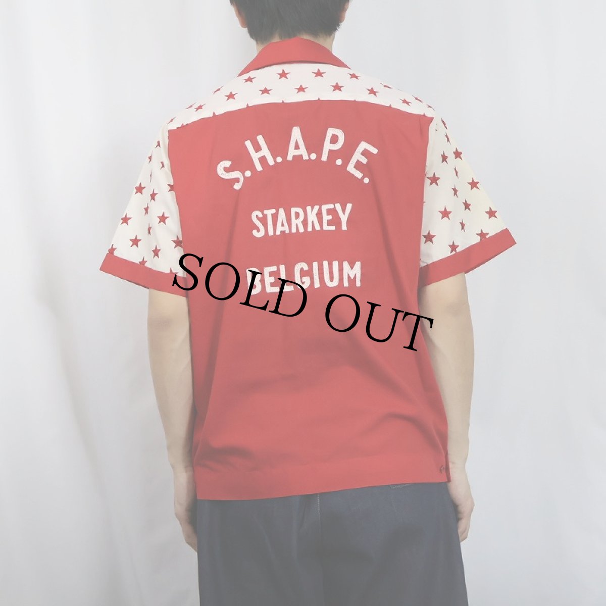 画像4: 70's King Louie 星柄切り替え チェーン刺繍 ボウリングシャツ M (4)