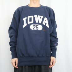 画像2: 90〜2000's Champion REVERSE WEAVE "IOWA" プリントスウェット NAVY (2)