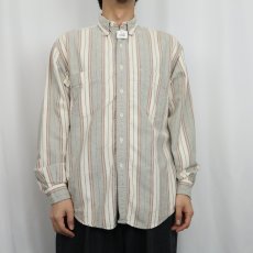 画像2: 80〜90's Eddie Bauer ストライプ柄 コットンボタンダウンシャツ M (2)