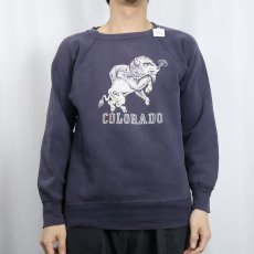 画像2: 60's "COLORADO" 脇下三角ガゼット カラーフロッキープリントラグランスウェット NAVY (2)