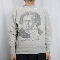 画像2: 60's THREE B's "BEETHOVEN" 脇下三角ガゼット 染み込みプリントラグランスウェット (2)