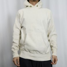 画像3: 70's Champion REVERSE WEAVE 赤単色タグ USA製 染み込みバックプリント スウェットフーディー M (3)