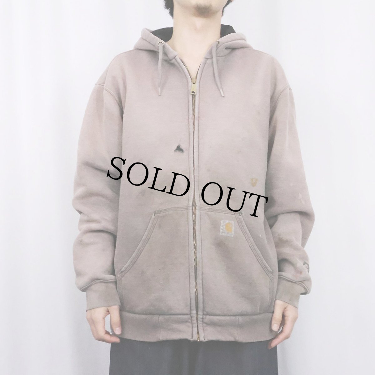 画像2: Carhartt フェードスウェットジップパーカー L (2)