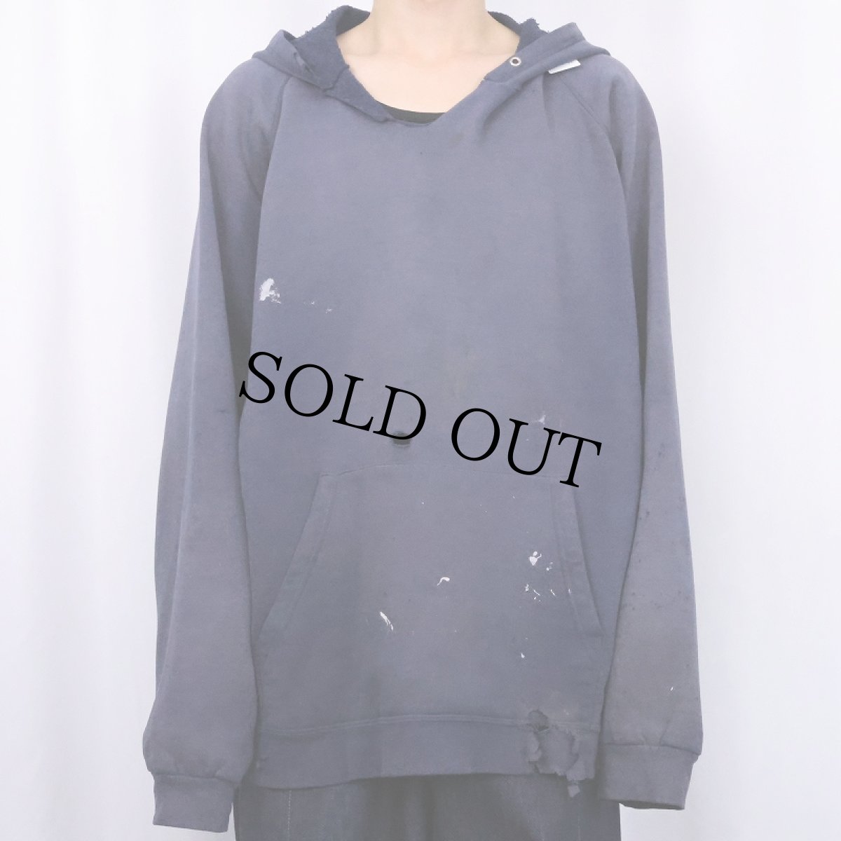 画像2: 無地 ラグランスウェットフーディー NAVY (2)