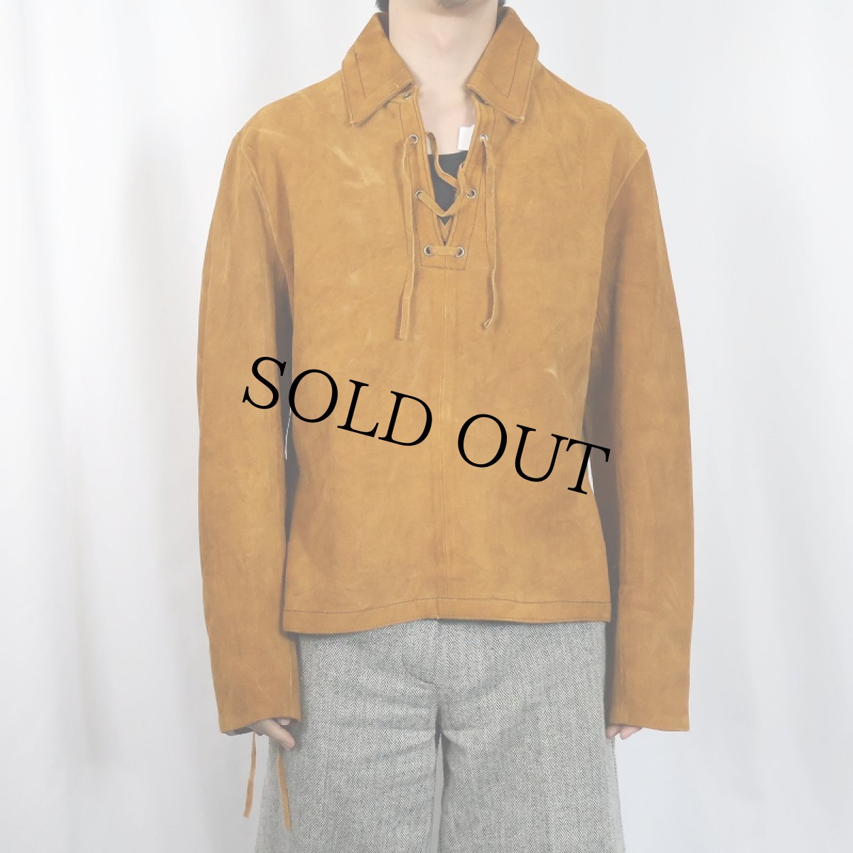 画像2: 〜70's レースアップ スエードプルオーバージャケット SIZE40 (2)