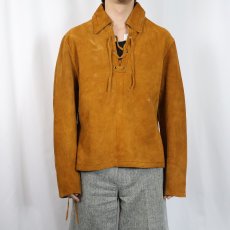 画像2: 〜70's レースアップ スエードプルオーバージャケット SIZE40 (2)