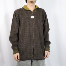 画像2: 70's チェック柄 ウールファラオジャケット L (2)